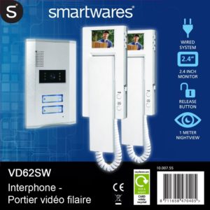 Türsprechanlage -Smartwares Video-Türgegensprechanlage für 2 Teilnehmer, VD62 SW